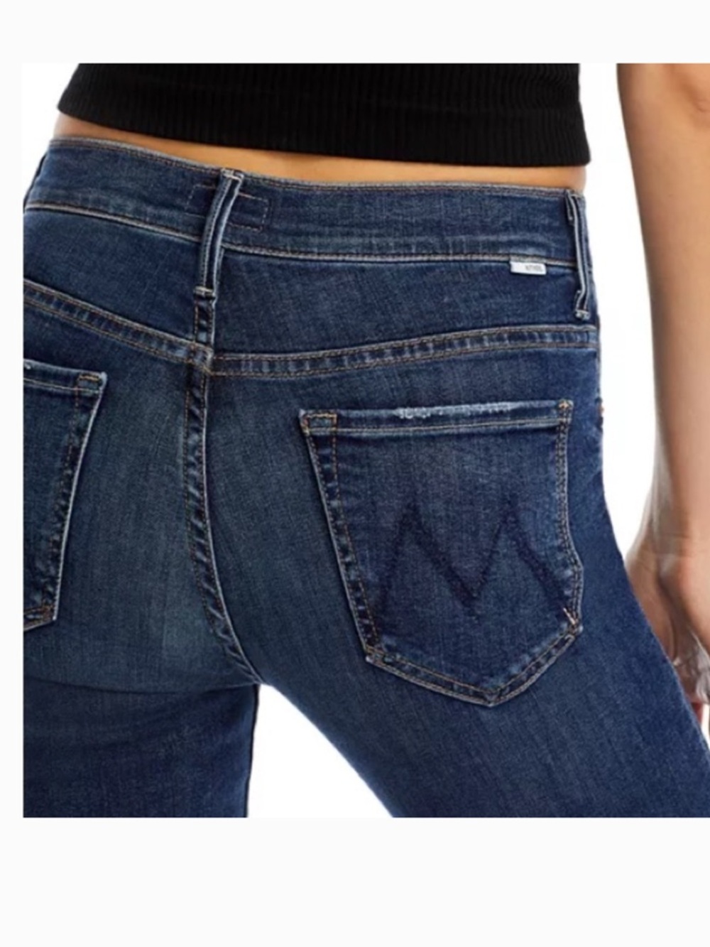 Mother The Insider Crop Step Fray Bootcut Denim Jeans in Teaming Up